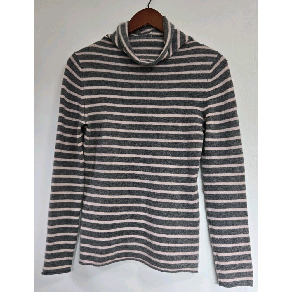 VTG Old Navy‎ Sweater Womens M 100% Cashmere Turtleneck Striped Pullover Soft